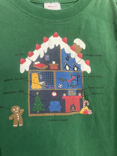 Hanna Andersson shirt size 110 / 4 Christmas gingerbread house green long sleeve - Picture 2 of 5