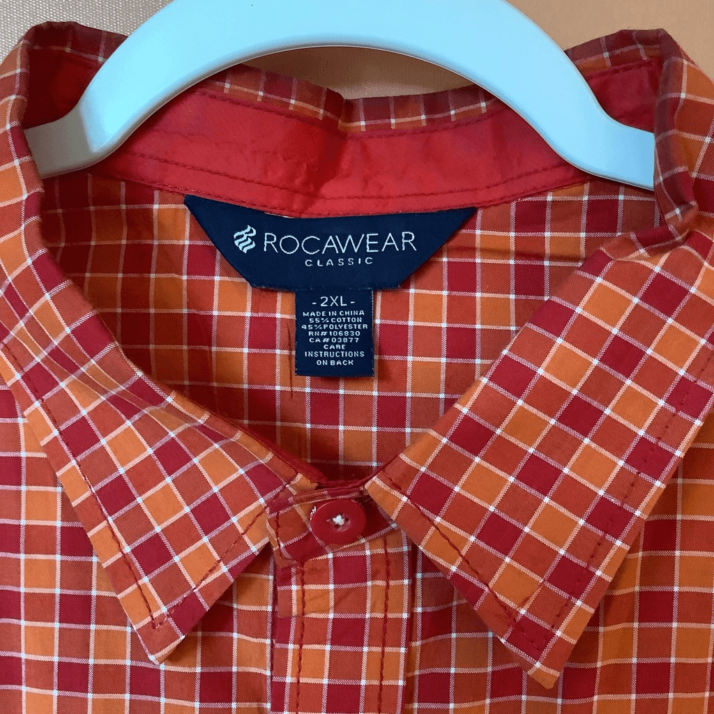 Rocawear Orange Checked Button Down - image 2