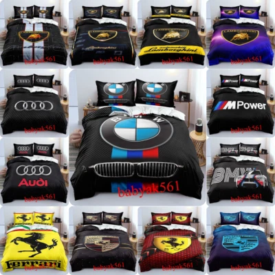 MARKENLOS ⭐Copriletto Auto Logo Copricuscino Copricuscino Set Lenzuola Singolo Matrimoniale ^