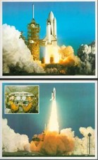 2 LOT 8 X 10" LITHOGRAPHS NASA SPACE SHUTTLE LAUNCHING EXCELLENT CONDITION