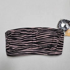 Kona Sol Tube Style Bikini Top Swim Separates Small Black Lilac Removable Strap