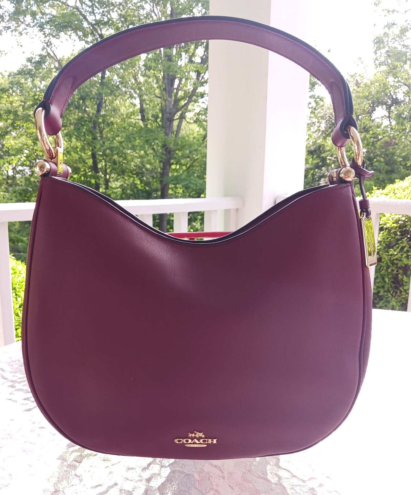 Coach 54446 Mae Oxblood Leather Shoulder/Hobo Bag - Gem