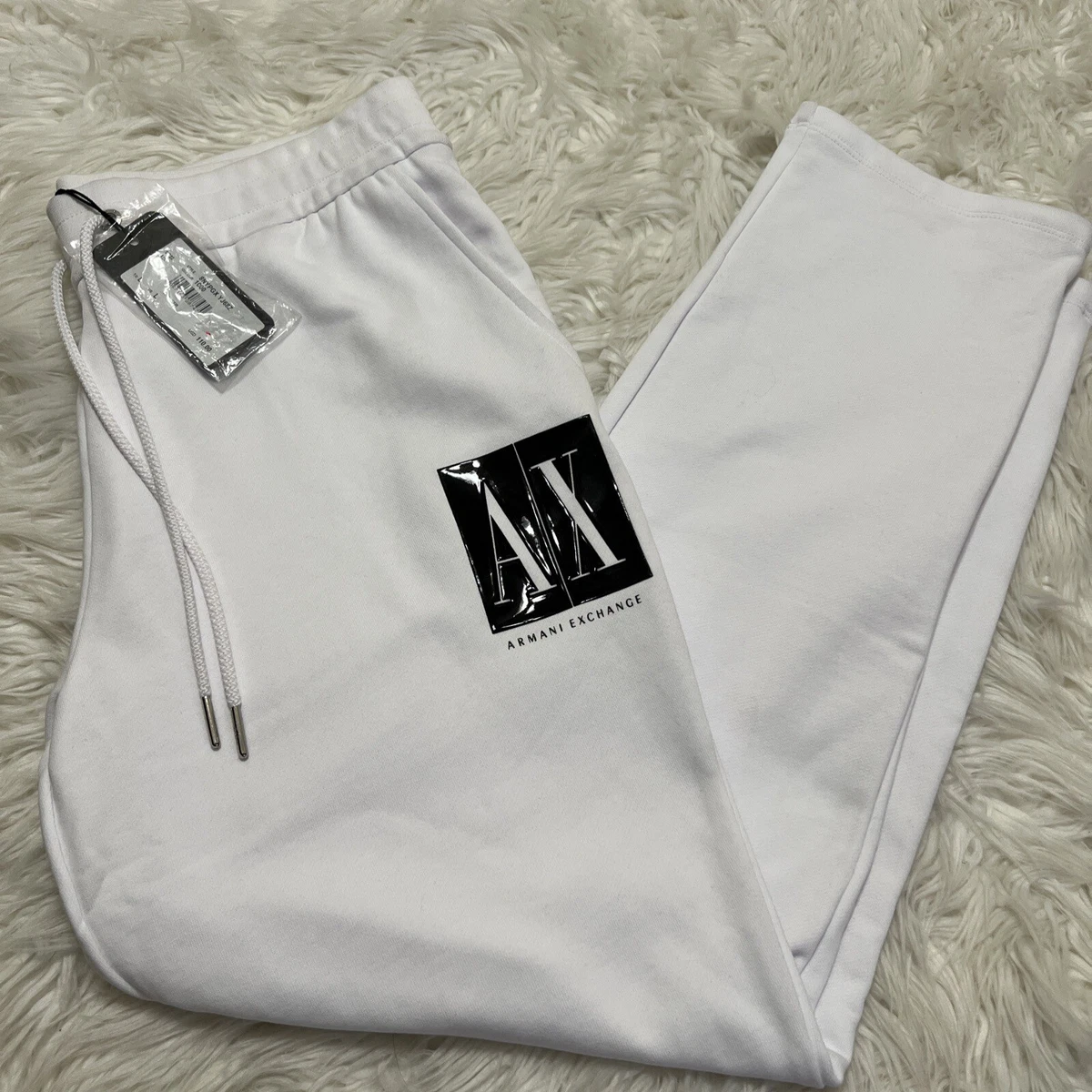 Armani Exchange Women's Icon Period White SweatPants Joggers Size Large