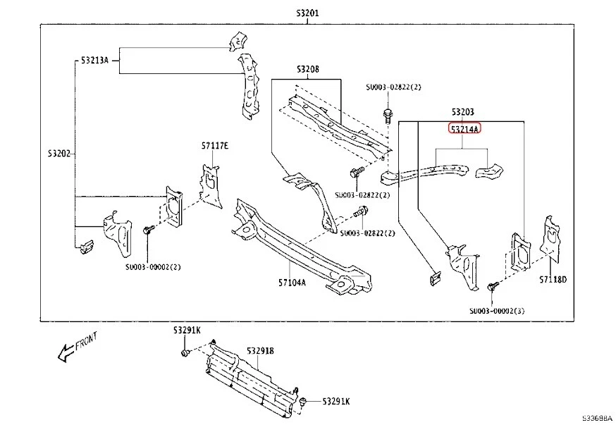 Soporte, radiador, superior LH SU003-01367 OEM genuino Toyota SCION FR-S ZN6 Foto 3 de 4