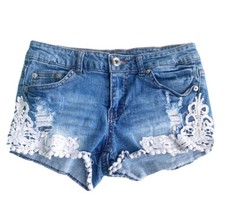 EMPYRE LOW Waist Distressed Y2K Lace Denim Jean Shorts Size 3