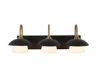 Alsy 26 in. 3-Light Black with Gold Vanity Light with Metal and Glass Shade