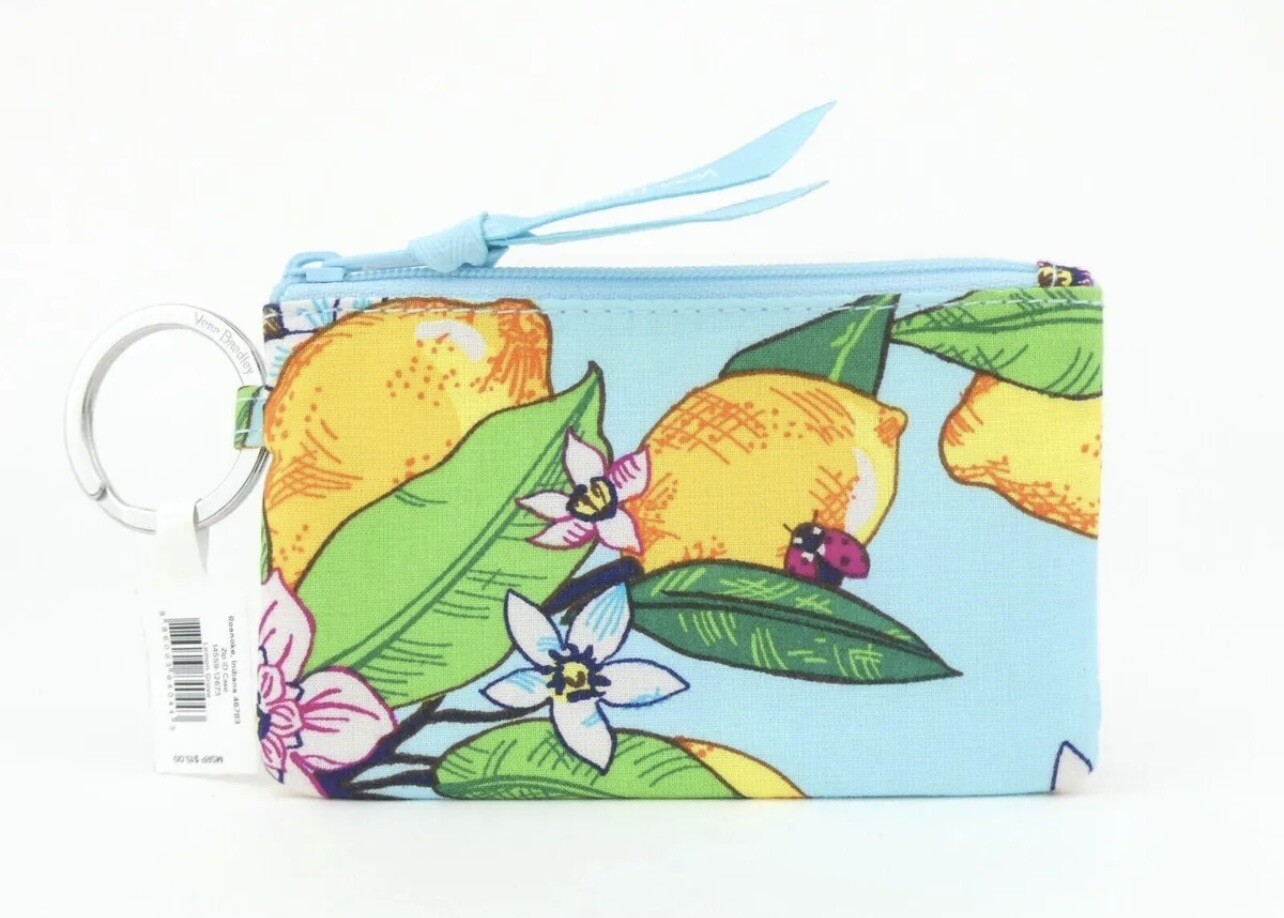 Vera Bradley Lighten Up Lemon Grove Zip ID Caseflorallemons blue yellow green eBay