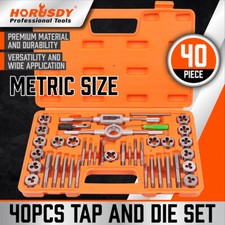 40Pc Tap And Die Set Metric Size Screw Screwdriver Thread Drill W/t Pitch Gauge