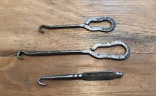 Vintage Set of 3 Metal Shoe Button Hooks Morris Smith, etc.