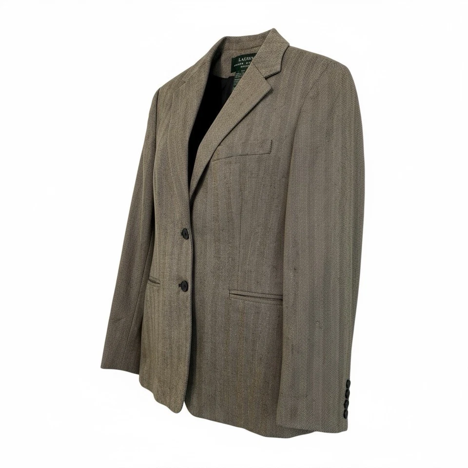 Blazer de tweed Herribone de Lauren Ralph Lauren para mujer, talla 6P seda, lana, lino Foto 2 de 4