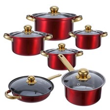 12pcs Cookware Set Pan Pot Non Stick Saucepans Frying Pan Cookware Set Glass Lid