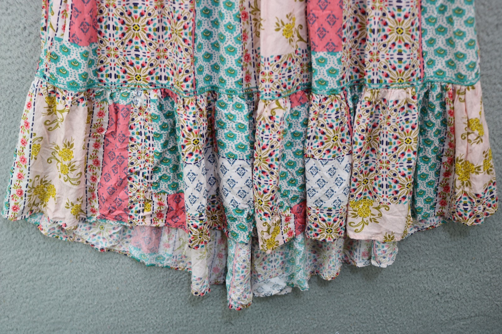 Democracy Patchwork Midi Skirt-Size Large-BOHO-Co… - image 2