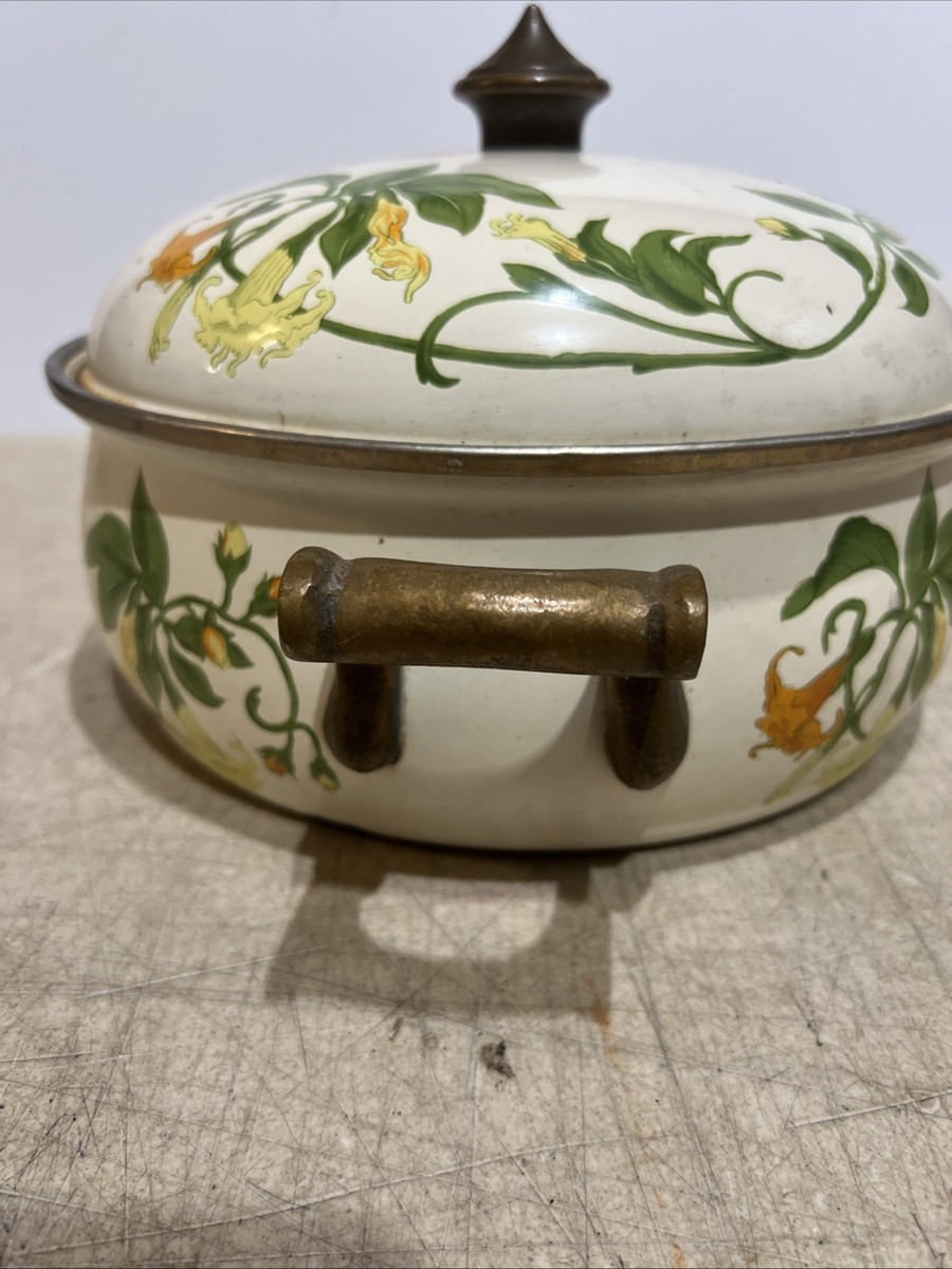 ASTA Floral Enamel Cookware Old Amsterdam Brass Dutch Oven