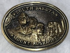 Vintage Solid Brass 1979 South Dakota Mount Rushmore Heritage Mint Belt Buckle