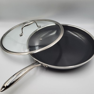 HexClad 12'' FRYING PAN with LID 12-Inch 12 Hybrid Non-Stick -Used Good Condition