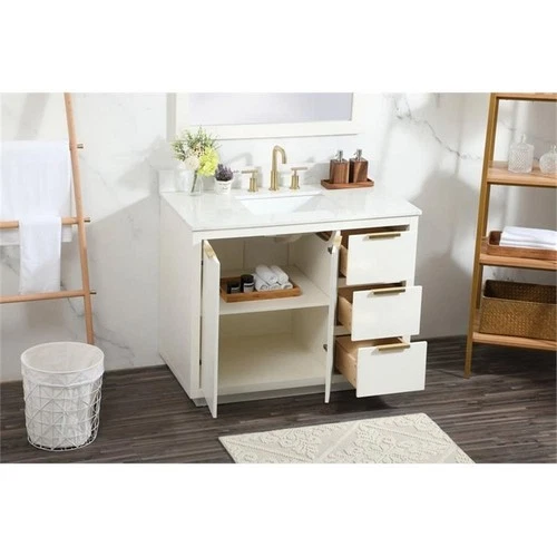 Elegant Decor Blake 42" MDF Single Bathroom Vanity with Backsplash in White - Picture 8 of 8