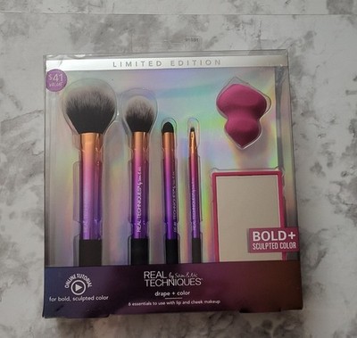 Real Techniques Drape + Color Limited Edition 6pc Brush Set w/ Sponge & Mirror