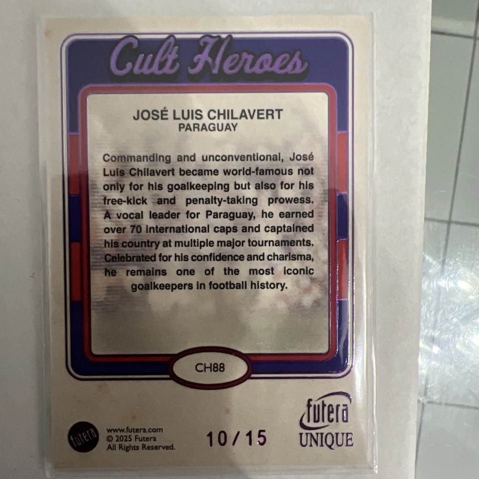 Futera Unique 2025-26 Jose Luis Chilavert 10/15 Paraguay Cult Heroes  - Image 2 of 2