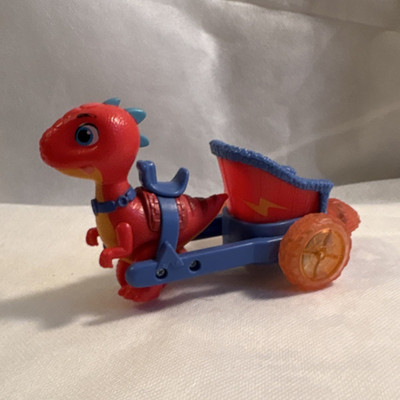 Jazwares Dino Ranch Red Dinosaur Toy with Cart Pretend Play Figure 2021