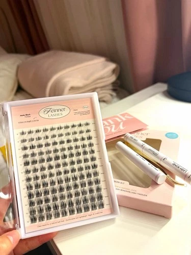Feinner DIY Cluster Eyelashes Kit Bare 01 Black Natural Vegan 8-16mm - product listing photo