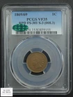 1869/69 S-3 FS-301 RPD Indian Head Cent 1C 1869/9 PCGS VF 35 CAC