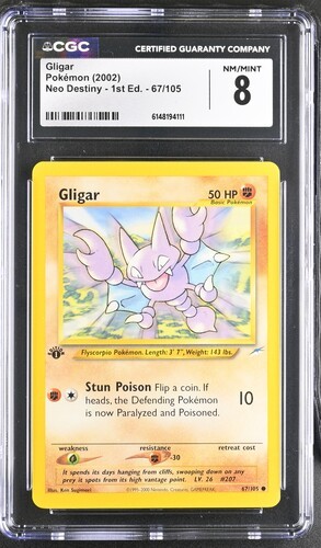 2002 POKEMON GLIGAR 67/105 NEO DESTINY 1ST EDITION CGC 8