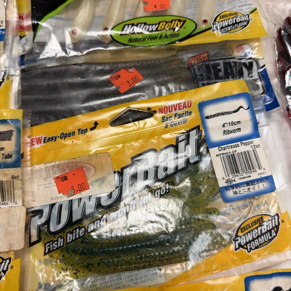 Lote 20 Paquetes Señuelos Plástico Suave Pesca de Lubina Zoom Yum Powerbait Gusanos Variedad Foto 4 de 4