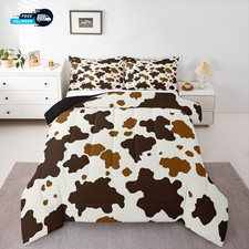 Cow Print Comforter Set Full Size Cowhide Bedding Set for Boys Girls Man Women