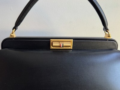 Thom Browne Large Calf Leather Top Handle Doctor Handbag In Black