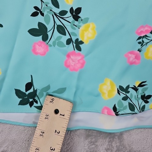1. STATE Floral V-Neck Dress Women's Size 6 Ocean Teal Satin Sleeveless Midi - Picture 7 of 10