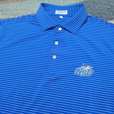 Peter Millar Polo Shirt Mens L Blue Check Summer Comfort Embroidered NSU