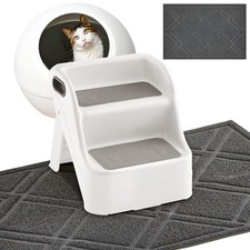 2 Pack Cat Ramp for Litter Box Steps with 23" x 35" Non Slip Cat Mat Dog Stai...
