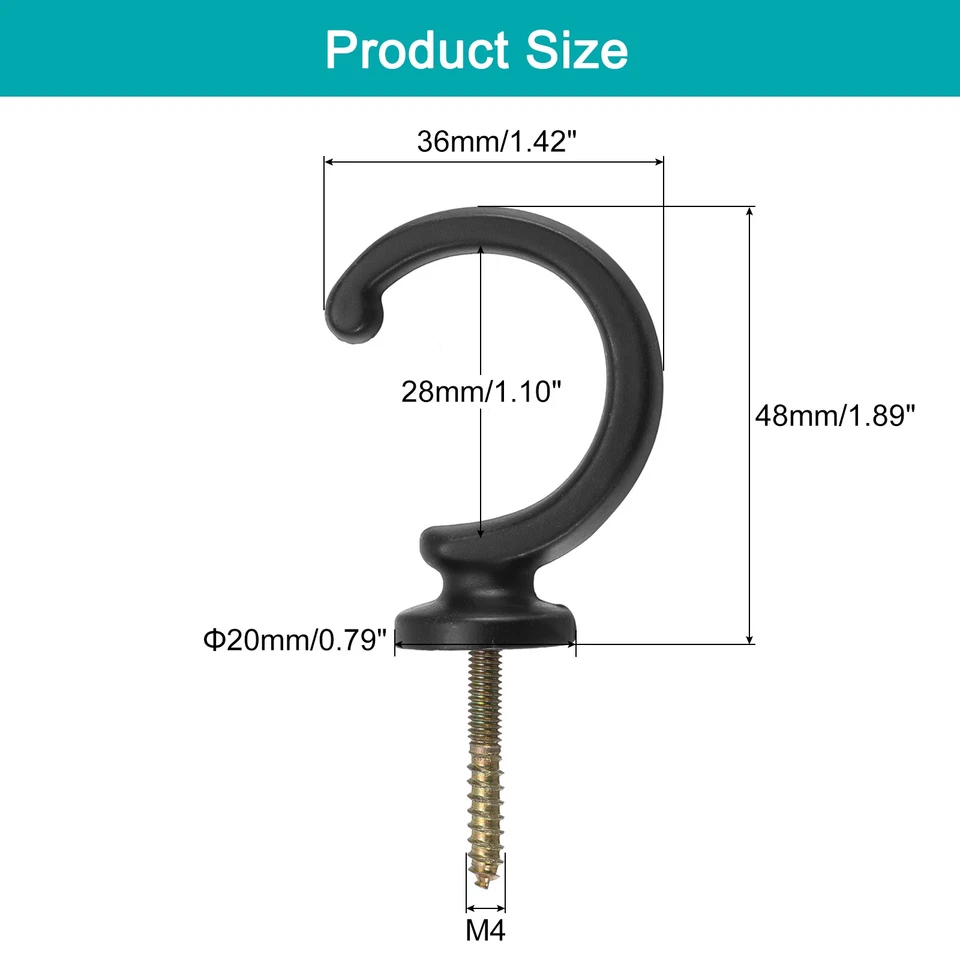 Gancho de amarre para cortinas de aleación de aluminio montado en la pared negro 2 piezas Foto 2 de 4
