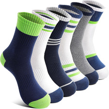 6 Pairs Kids Boys Girls Socks Athletic Basketball Youth Sport Crew Cotton Breath