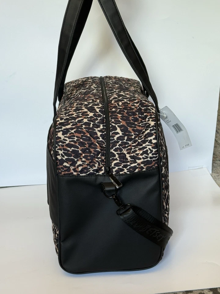 NUEVO CON ETIQUETAS BETSEY JOHNSON Bolso de Lona Acolchado Fin de Semana Fabuloso Estampado de Leopardo LBKRUSH Foto 3 de 4