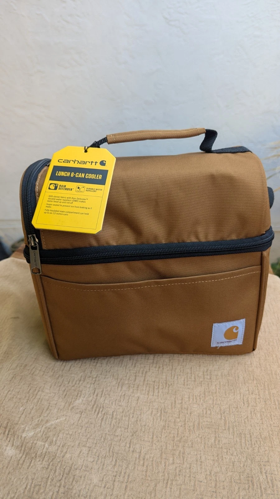 Carhartt Insulated Lunch Box Brown 6 Can Soft Cooler Work Canvas Bag Durable