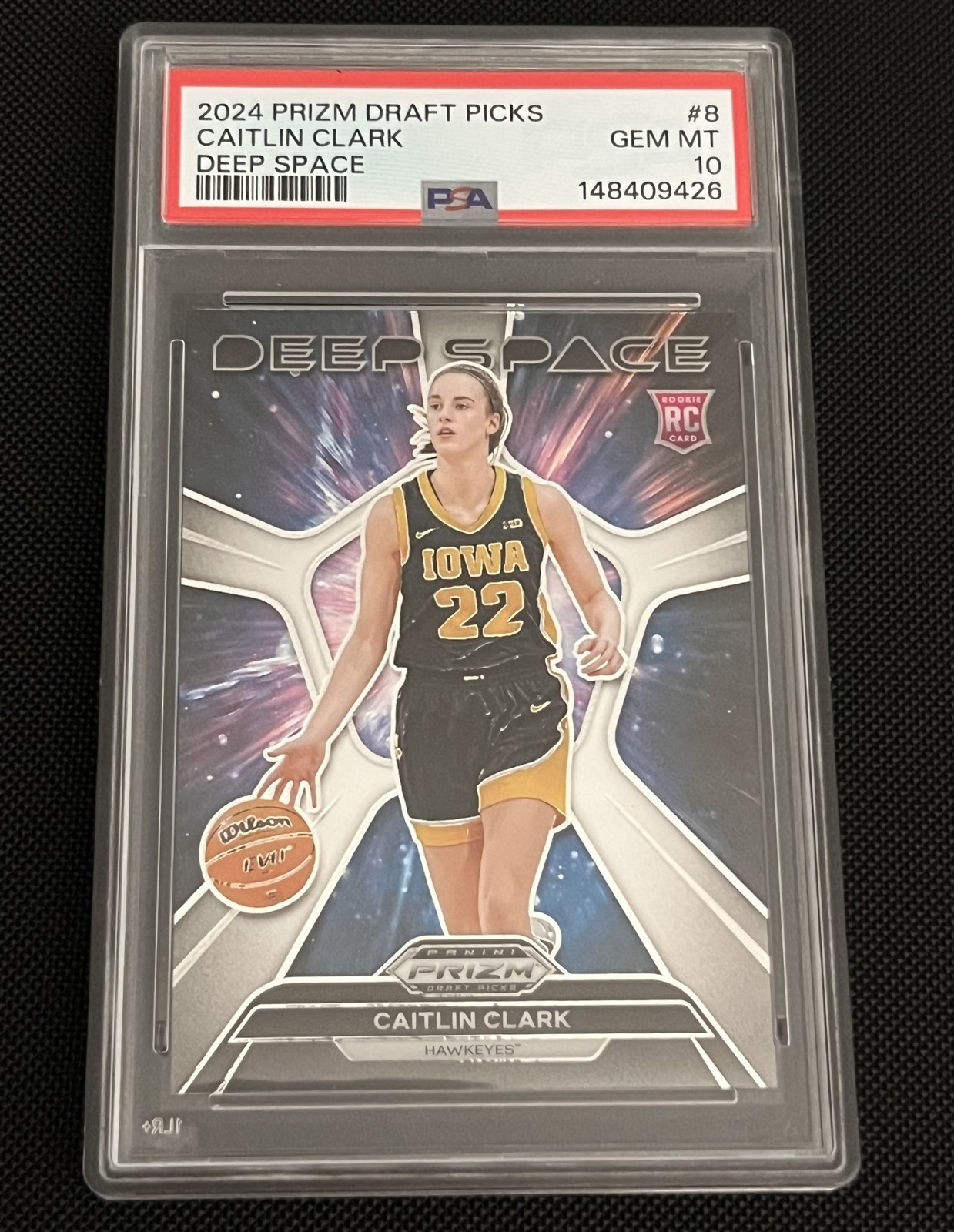 2024-25 Panini Prizm Draft Picks - Deep Space Caitlin Clark #8 (RC) PSA 10