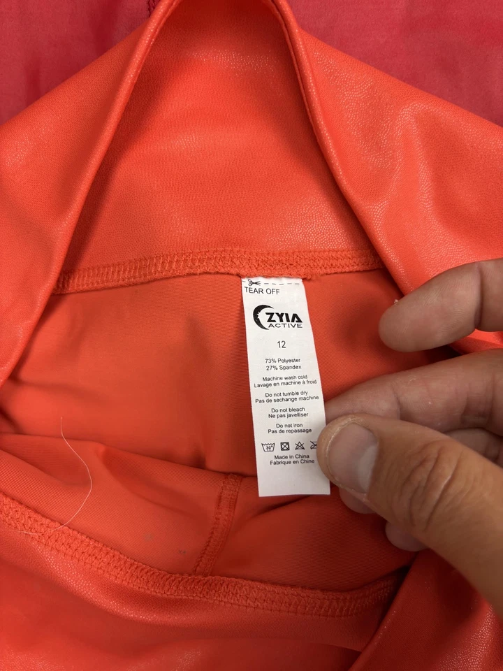 Zyia Active Pants Womens 12 Red Orange Lot of 2 High Rise Shiny Leggings Yoga - Image 2 of 4