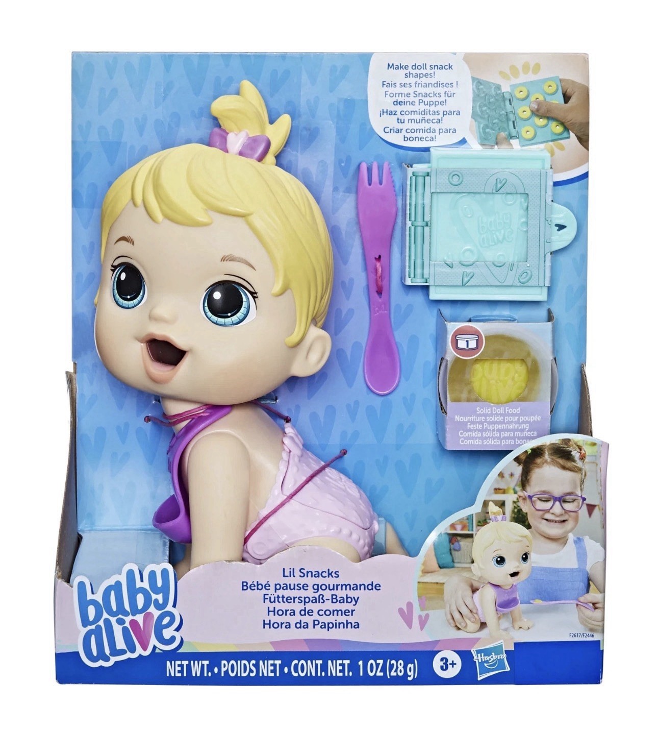 Hasbro Baby Alive Lil Snacks Doll Eats & Poops 8 Inch Blonde Hair Baby Age 3+