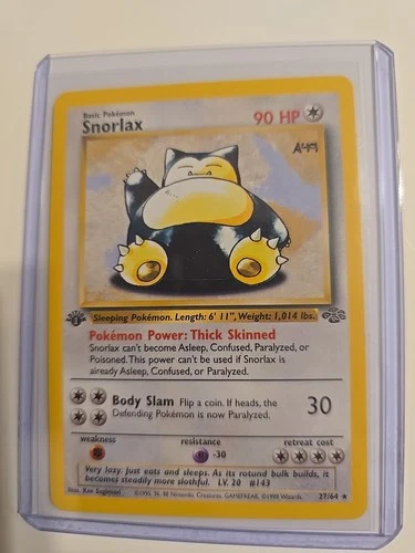 Basic Pokemon Tcg Card First Edition Snorlax Jungle Set  Vintage