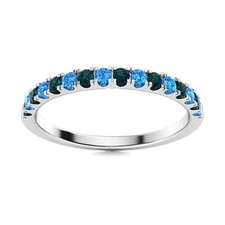 925 Sterling Silver Round Swiss Blue Topaz  London Blue Topaz Eternity Ring