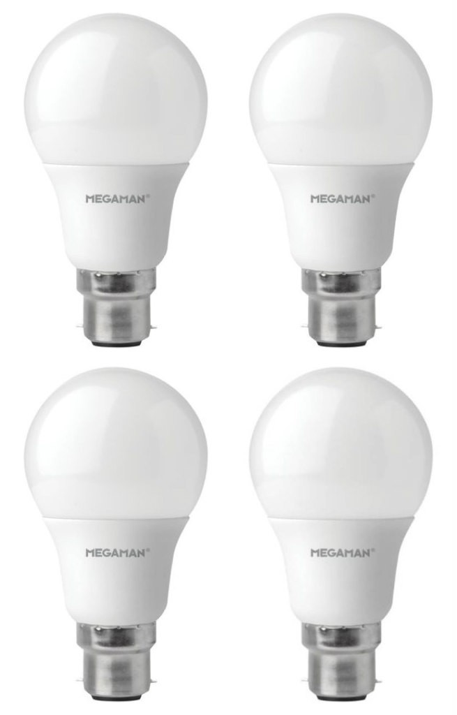 4 x Megaman 142534 Classic Opal LED GLS Lamps / Bulbs B22 BC 2700K Warm White