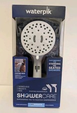 New Waterpik 180  Pivoting White Showerhead Five Sprays w/Brackets And Hose New
