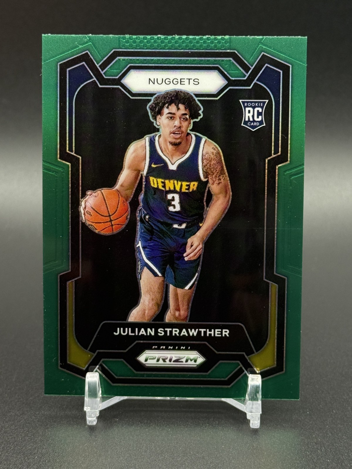 2023-24 Panini Prizm JULIAN STRAWTHER Rookie #133 Green Prizm Nuggets