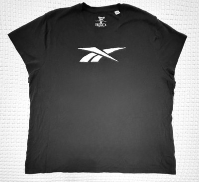 Reebok Women s Size 4X 26/28W Black Vector Graphic Tee Short Sleeve Gym Top EUC