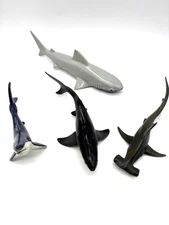 Vintage Safari Ltd  and Big Time Toys Sharks  Lot of 4 Plastic Toy Sea Animals