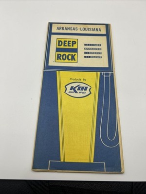 Vintage 1965 Deep Rock Arkansas- Louisiana Kerr-McGee Oil Gas Station Road Map