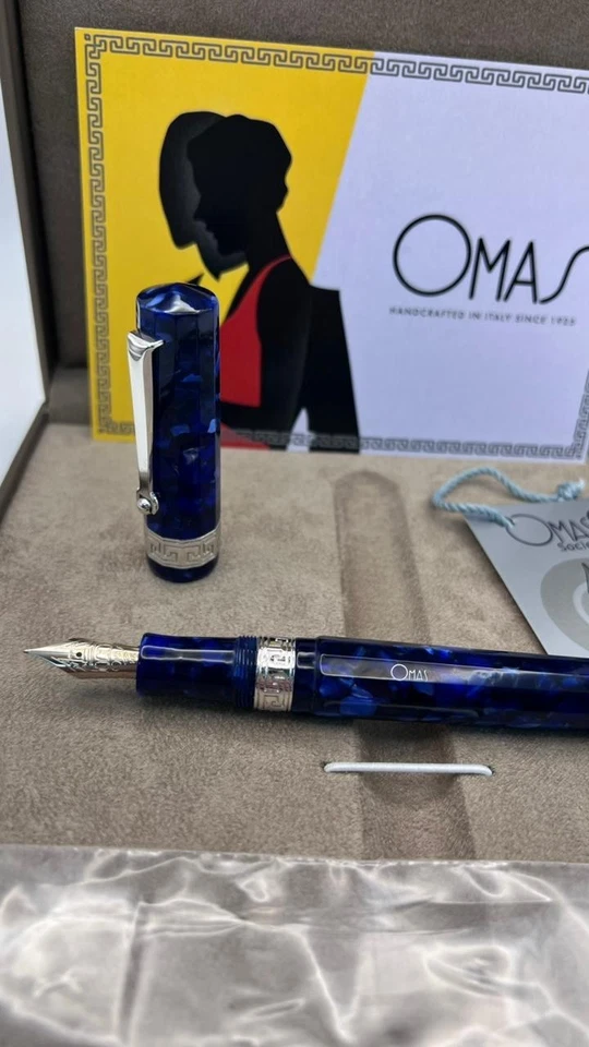 Pluma Estilográfica OMAS PARAGON AZUL ACRÍLICO Oro 14k SAMO Nueva en Caja NUEVO CONVERTIDOR Foto 3 de 4