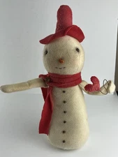 Primitive Folk Art Doll Snowman Farmhouse Rustic Country 