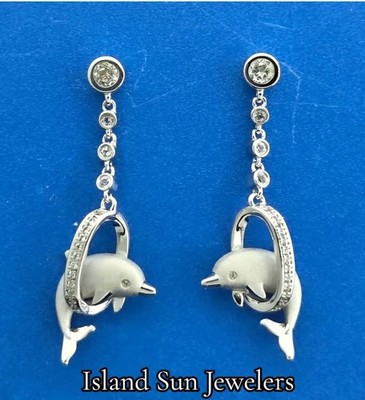 Alamea Delphin Ohrringe, Sterlingsilber & Topas